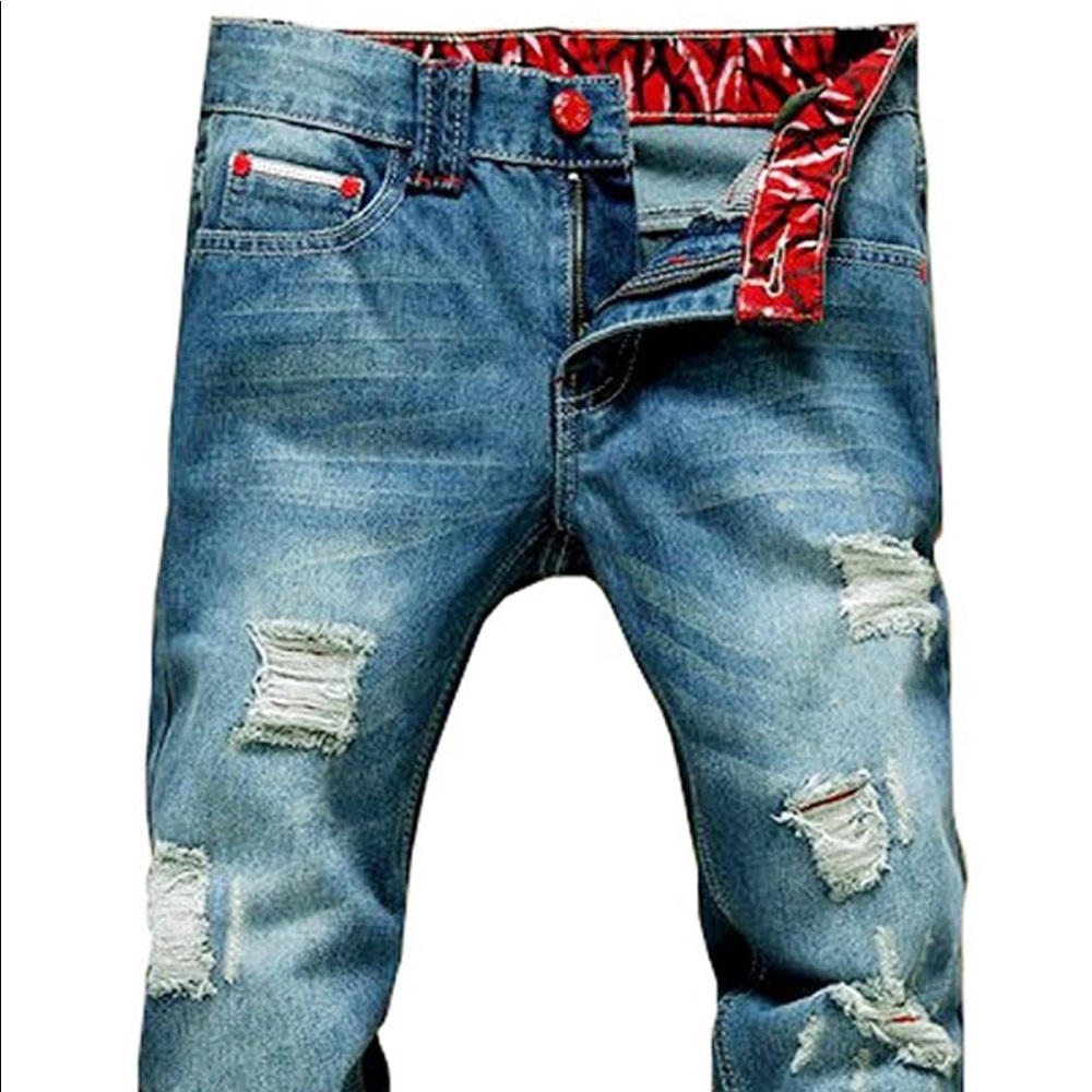 mens jeans lined with red sz 32